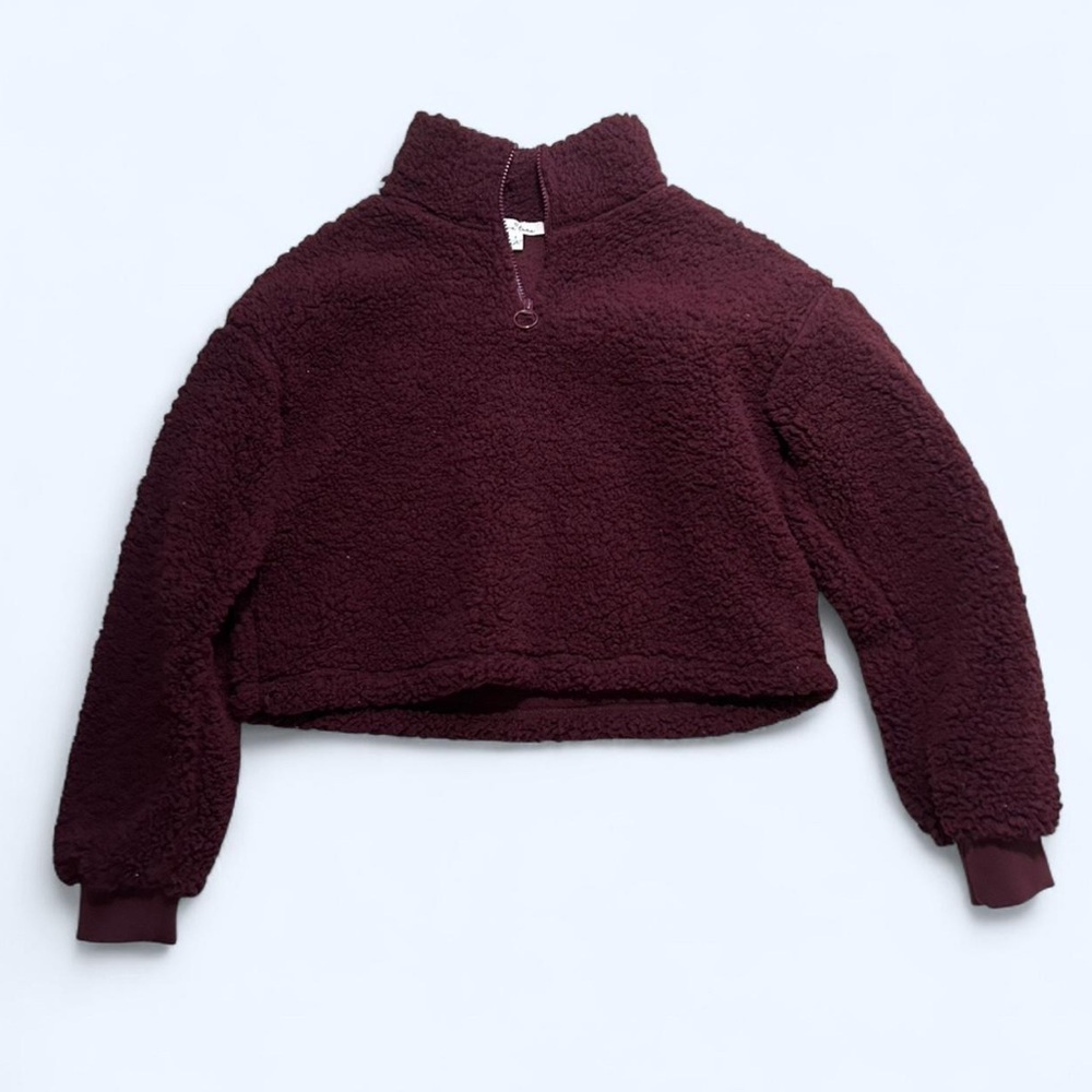 Love Tree Burgundy  Fleece Quarter-Zip Pullover